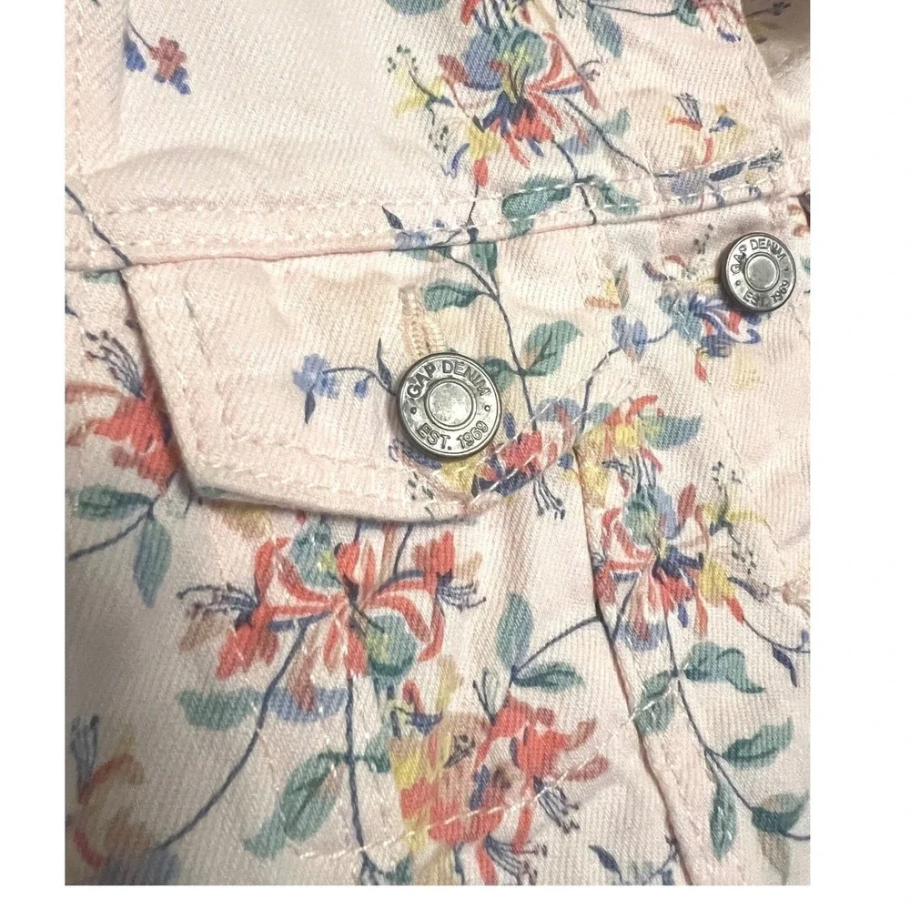 Gap Kids Pink Floral Denim Trucker Jacket Toddler Girls 4T Botanical Print